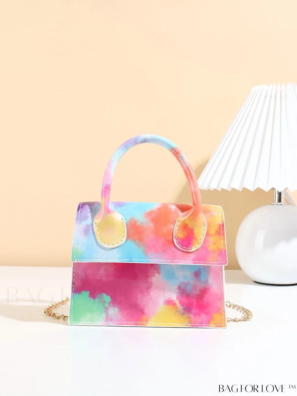 BagForLove - Neon Lime Square Mini Bag with Chain Flap in PU Leather