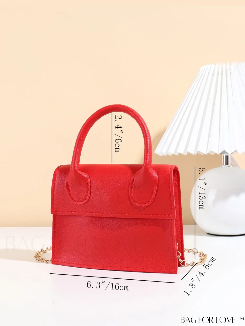 BagForLove - Neon Lime Square Mini Bag with Chain Flap in PU Leather
