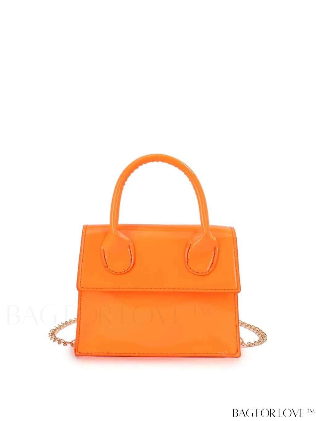 BagForLove - Neon Lime Square Mini Bag with Chain Flap in PU Leather