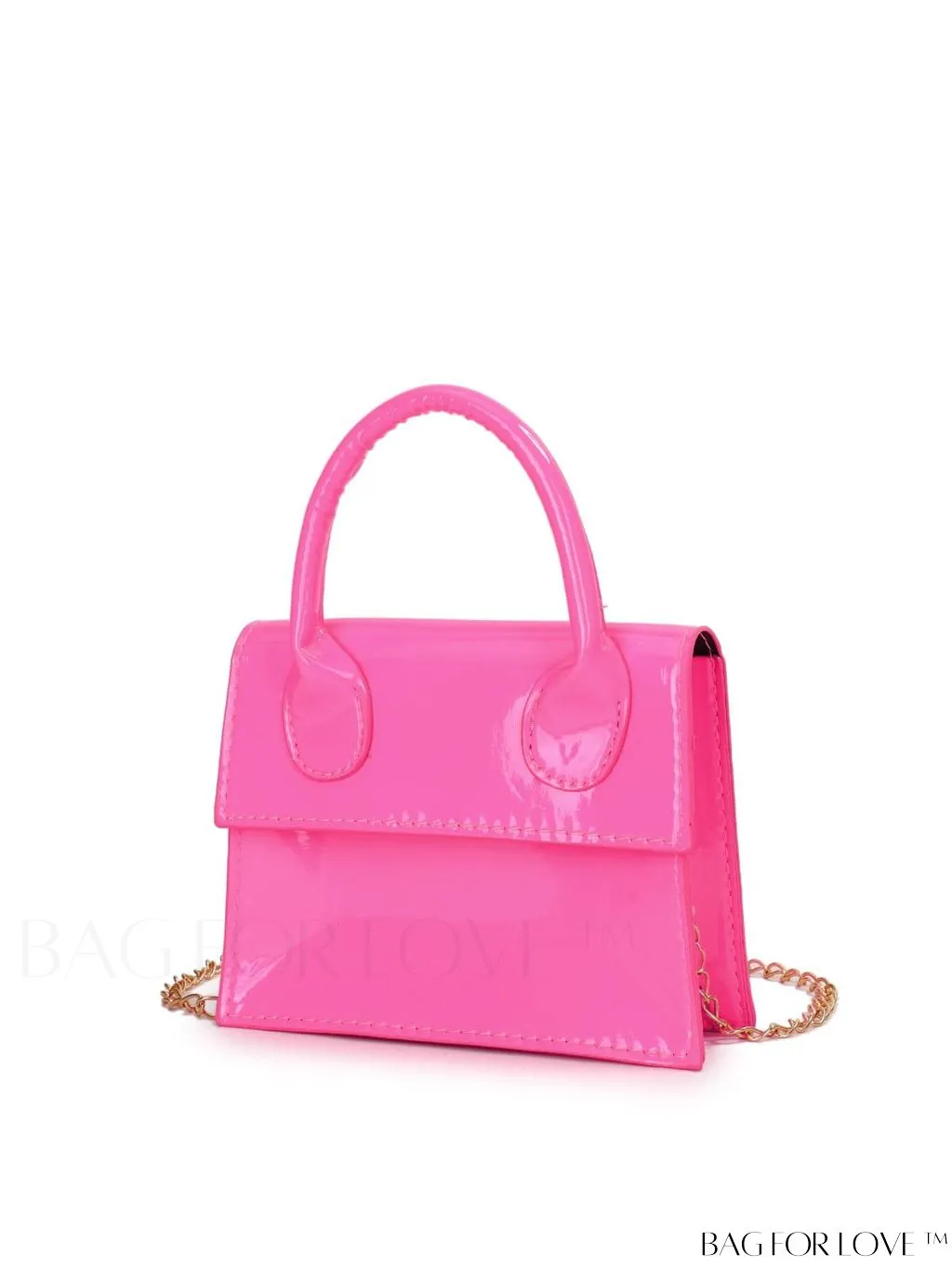 BagForLove - Neon Lime Square Mini Bag with Chain Flap in PU Leather