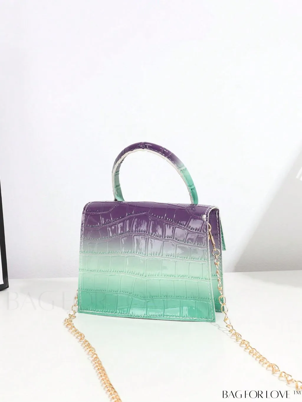 BagForLove - Neon Lime Square Mini Bag with Chain Flap in PU Leather