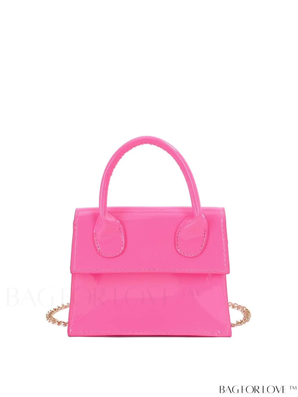 BagForLove - Neon Lime Square Mini Bag with Chain Flap in PU Leather