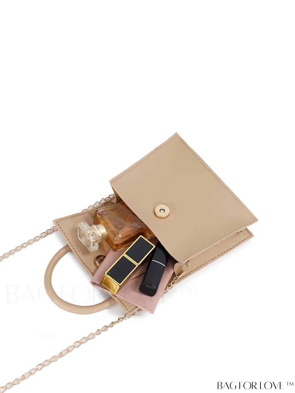 BagForLove - Neon Lime Square Mini Bag with Chain Flap in PU Leather