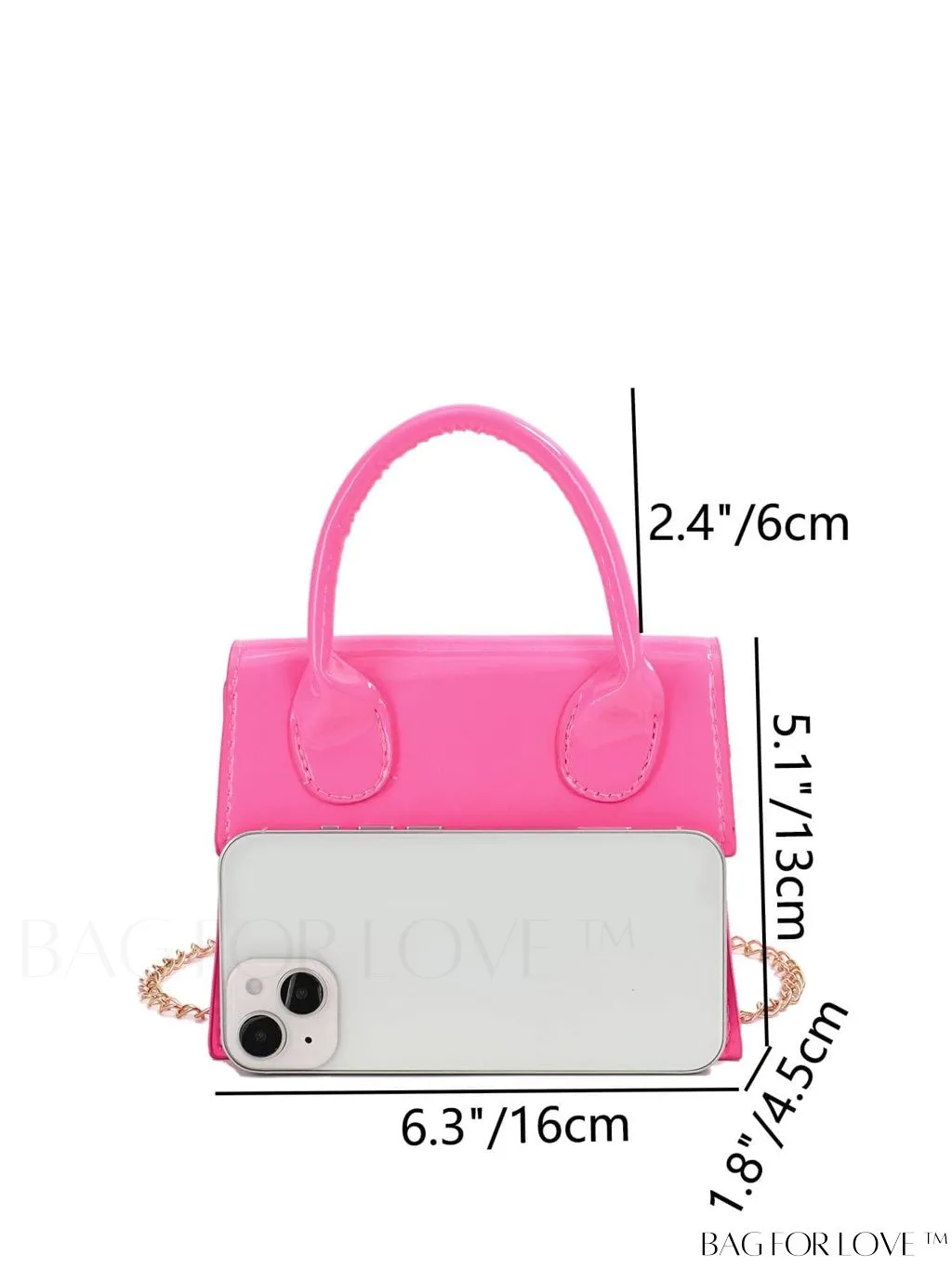 BagForLove - Neon Lime Square Mini Bag with Chain Flap in PU Leather