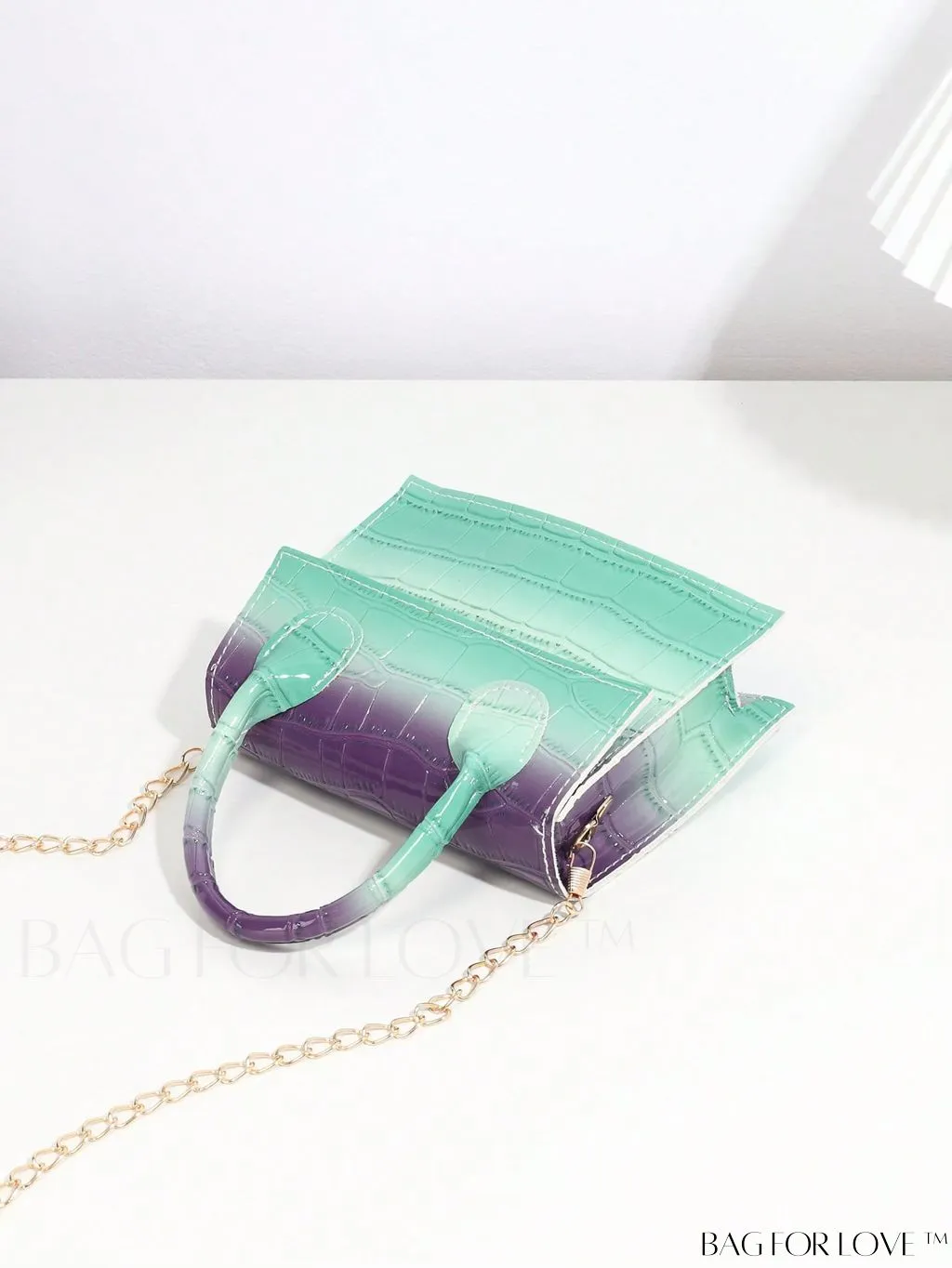 BagForLove - Neon Lime Square Mini Bag with Chain Flap in PU Leather