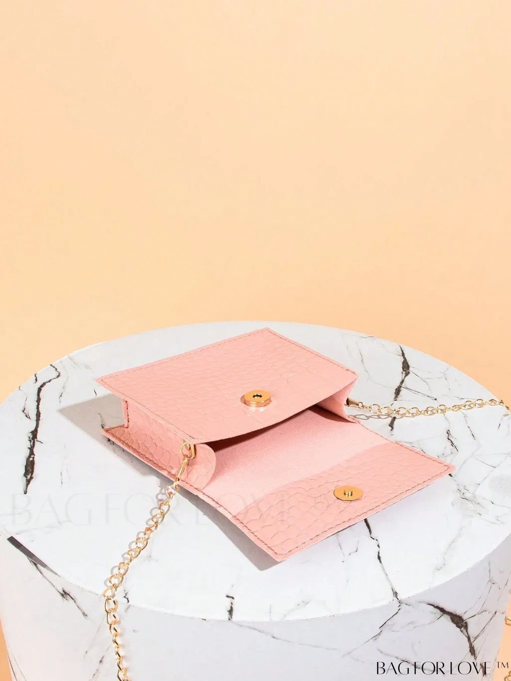 BagForLove - Neon Lime Square Mini Bag with Chain Flap in PU Leather