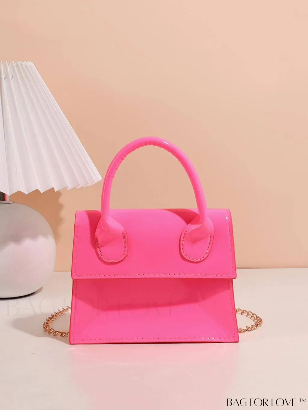 BagForLove - Neon Lime Square Mini Bag with Chain Flap in PU Leather