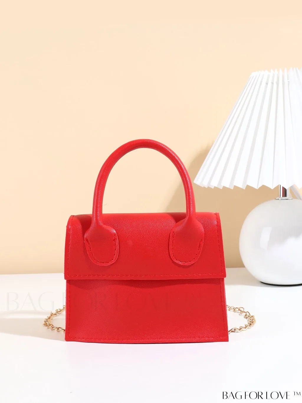 BagForLove - Neon Lime Square Mini Bag with Chain Flap in PU Leather