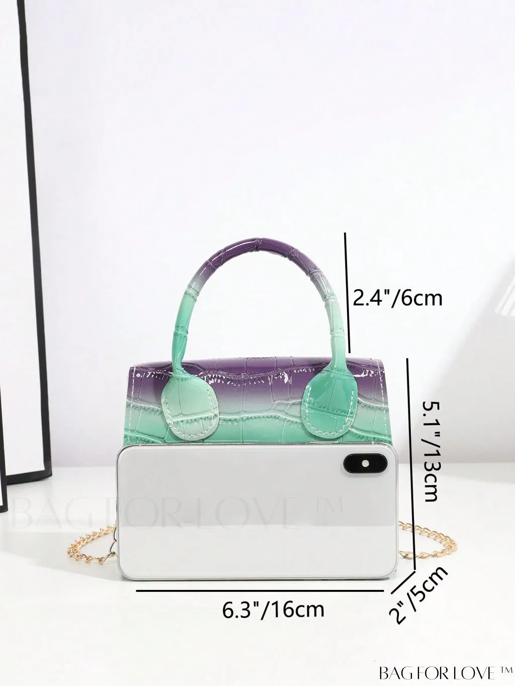 BagForLove - Neon Lime Square Mini Bag with Chain Flap in PU Leather