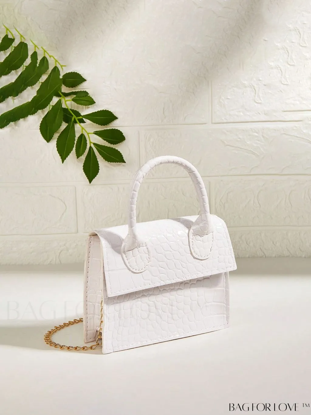 BagForLove - Neon Lime Square Mini Bag with Chain Flap in PU Leather