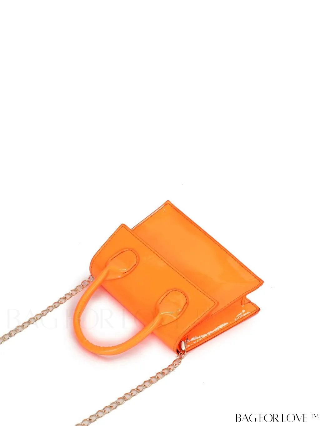 BagForLove - Neon Lime Square Mini Bag with Chain Flap in PU Leather