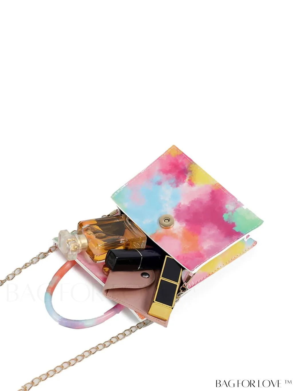 BagForLove - Neon Lime Square Mini Bag with Chain Flap in PU Leather