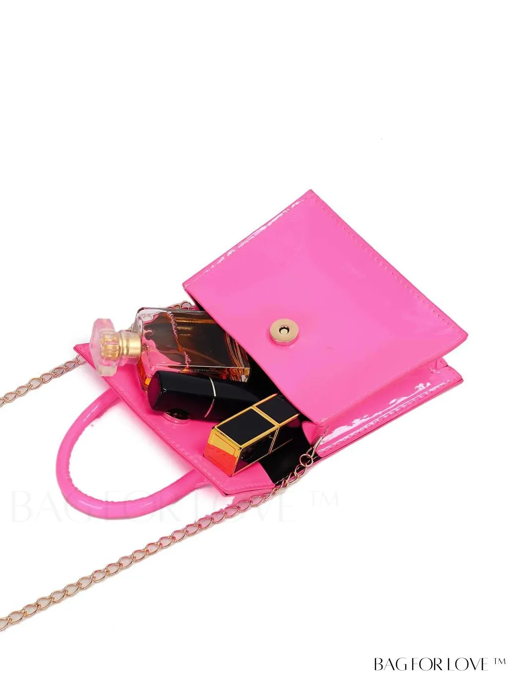 BagForLove - Neon Lime Square Mini Bag with Chain Flap in PU Leather