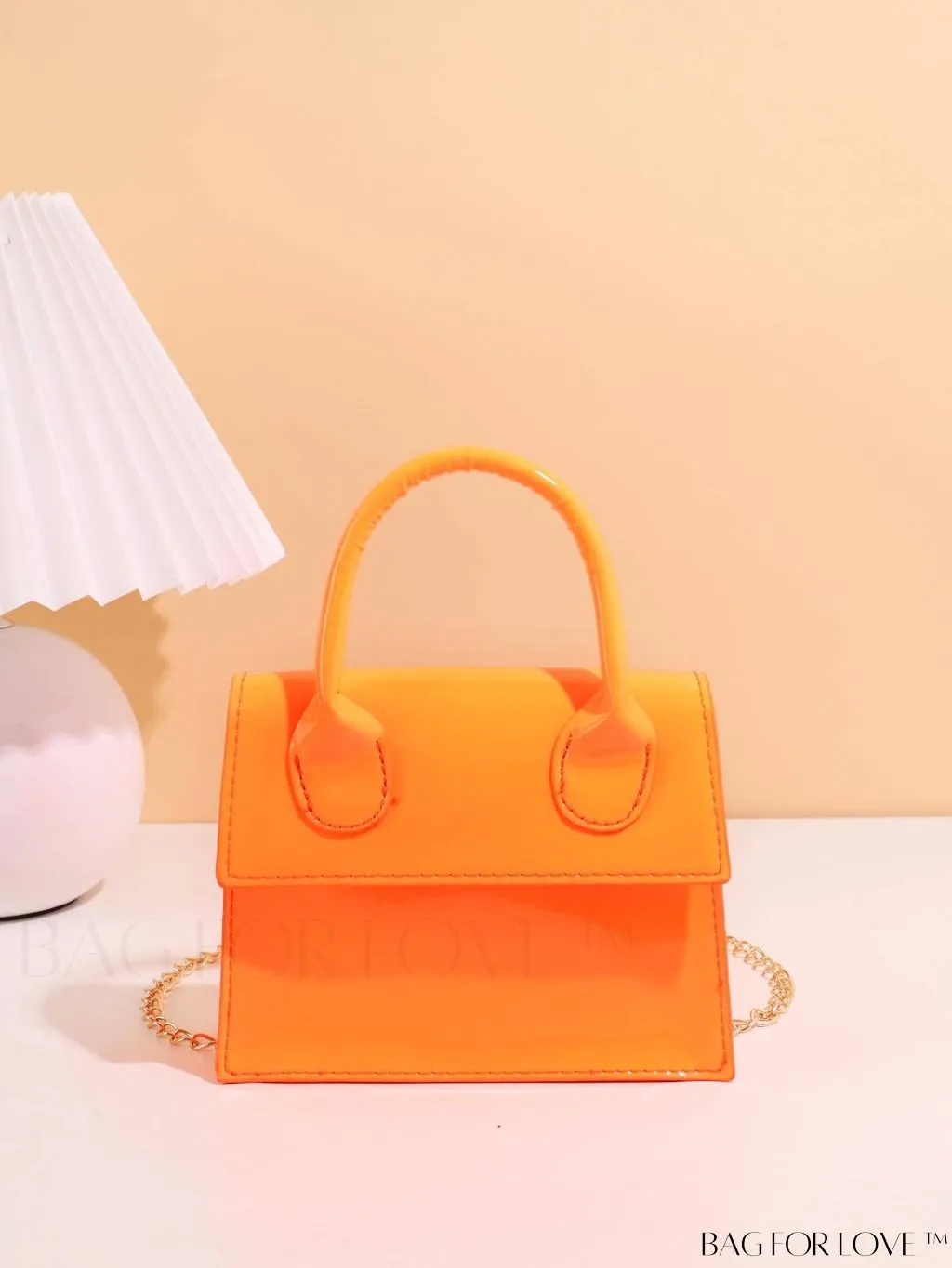 BagForLove - Neon Lime Square Mini Bag with Chain Flap in PU Leather