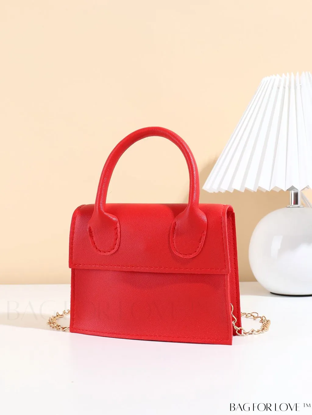 BagForLove - Neon Lime Square Mini Bag with Chain Flap in PU Leather