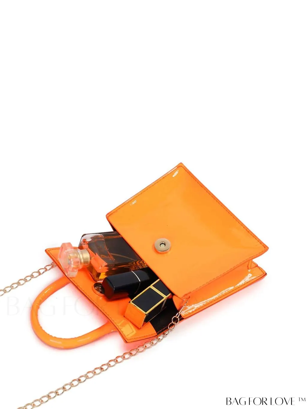 BagForLove - Neon Lime Square Mini Bag with Chain Flap in PU Leather