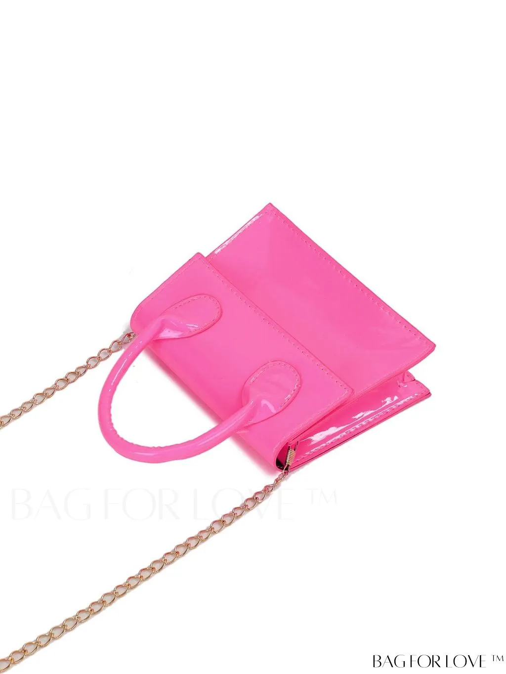 BagForLove - Neon Lime Square Mini Bag with Chain Flap in PU Leather