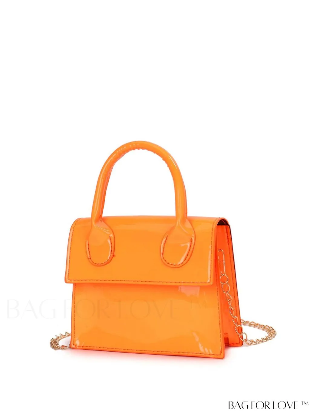 BagForLove - Neon Lime Square Mini Bag with Chain Flap in PU Leather