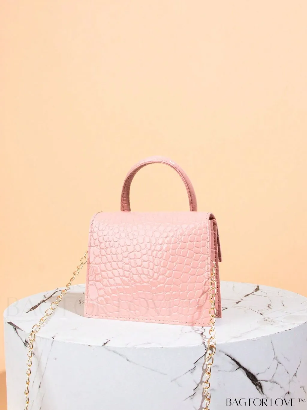 BagForLove - Neon Lime Square Mini Bag with Chain Flap in PU Leather