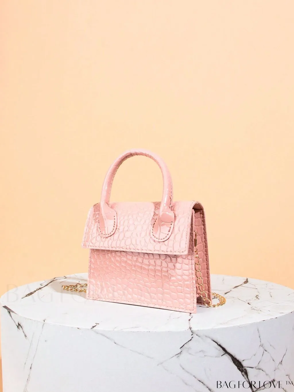 BagForLove - Neon Lime Square Mini Bag with Chain Flap in PU Leather