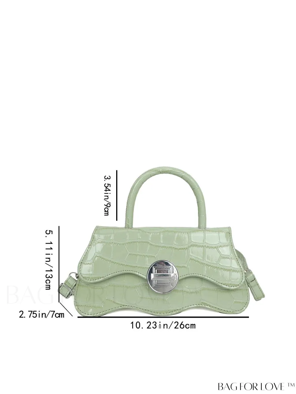 BagForLove - Orange Neon Top Handle Crocodile Pattern Handbag in PU Leather