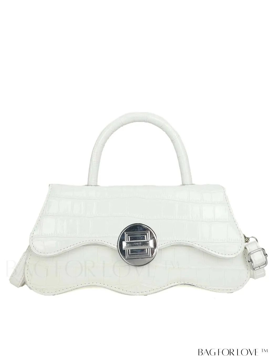 BagForLove - Orange Neon Top Handle Crocodile Pattern Handbag in PU Leather