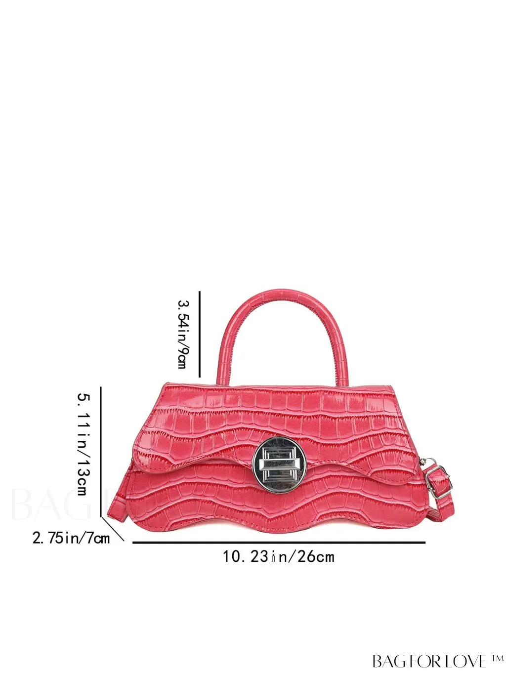 BagForLove - Orange Neon Top Handle Crocodile Pattern Handbag in PU Leather