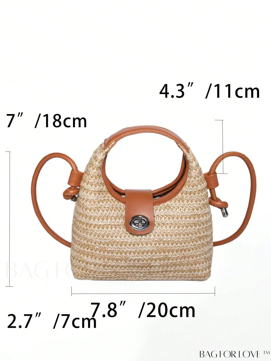 BagForLove - Premium Mini Straw Bag with Twist Lock Top Handle and Contrast Binding