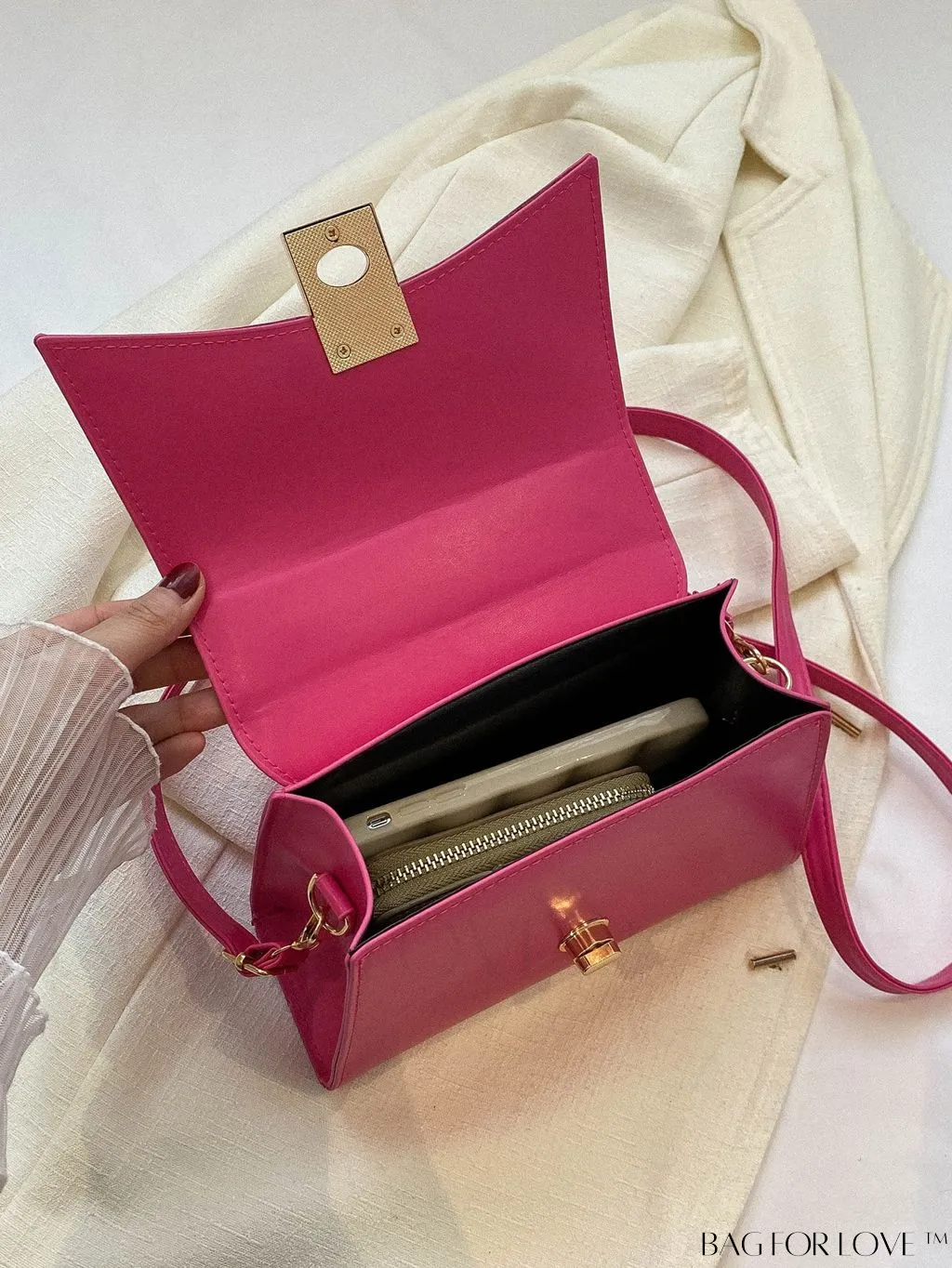 BagForLove - Retro Indentation Flap Hard Handle Crossbody Bag - Stylish and Practical for Commuting