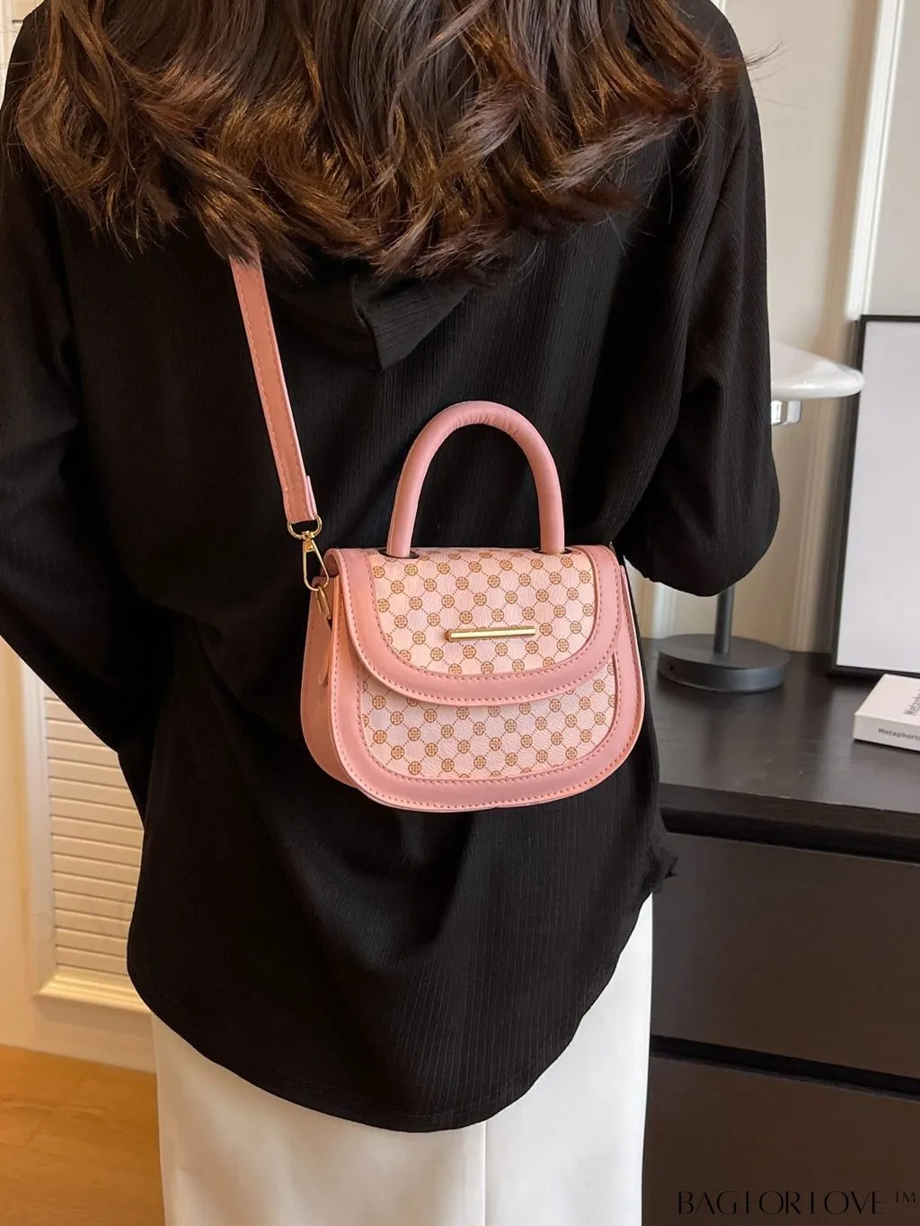 BagForLove - Retro Print Womens Mini Crossbody Bag with Flap - Saddle Handbag