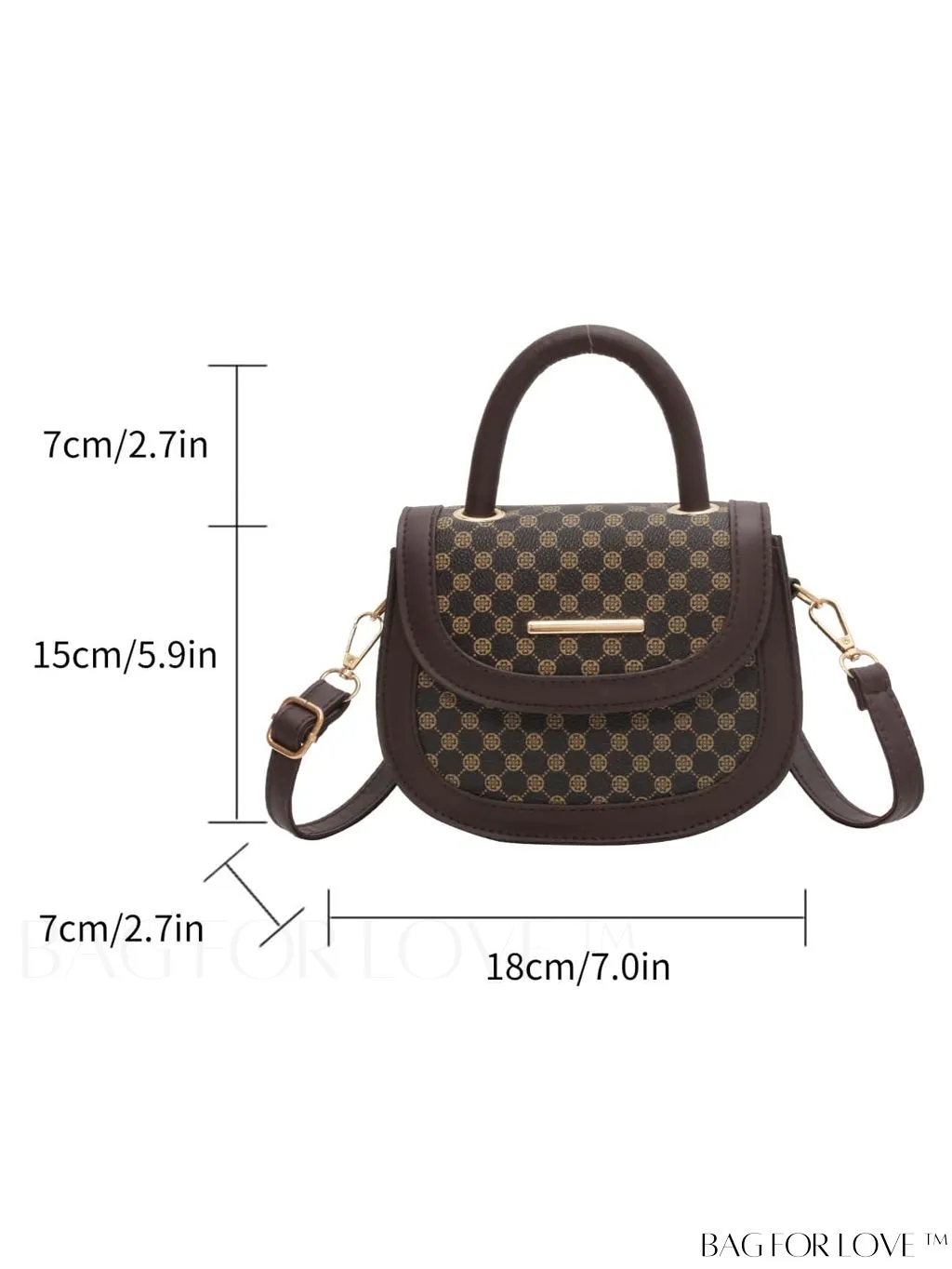 BagForLove - Retro Print Womens Mini Crossbody Bag with Flap - Saddle Handbag