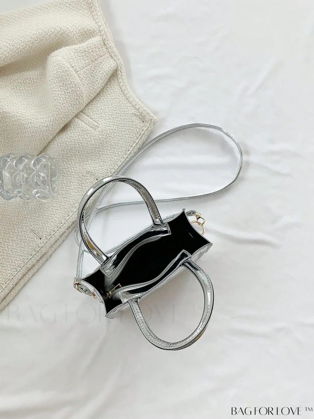 BagForLove - Silver Double Handle Mini Square Bag - Stylish and Compact