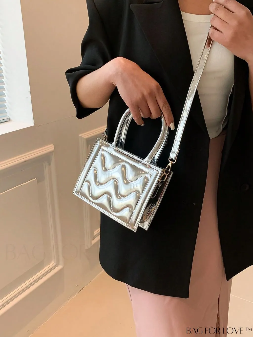 BagForLove - Silver Double Handle Mini Square Bag - Stylish and Compact