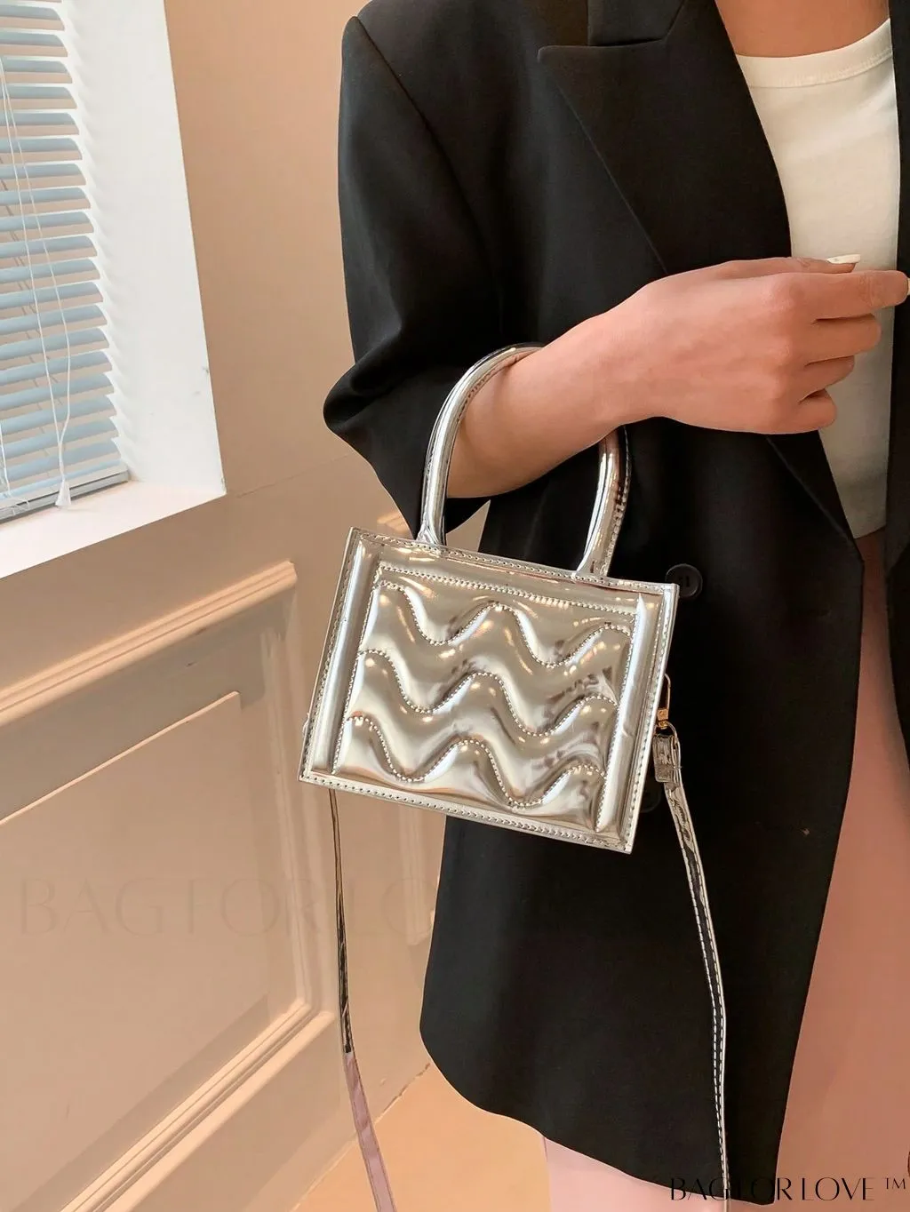 BagForLove - Silver Double Handle Mini Square Bag - Stylish and Compact