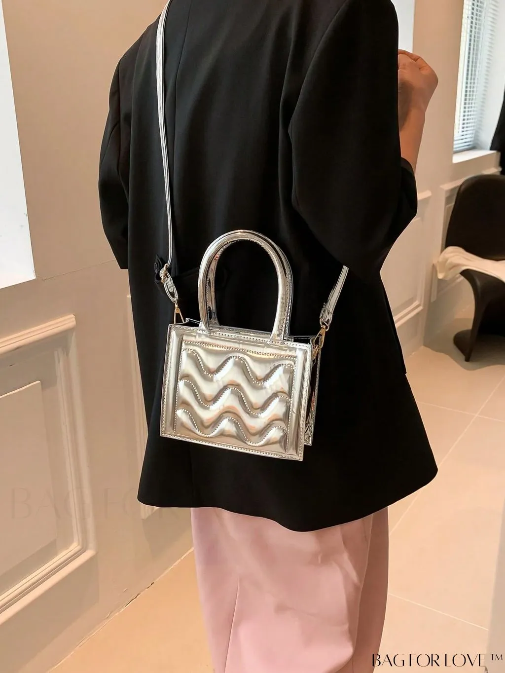BagForLove - Silver Double Handle Mini Square Bag - Stylish and Compact