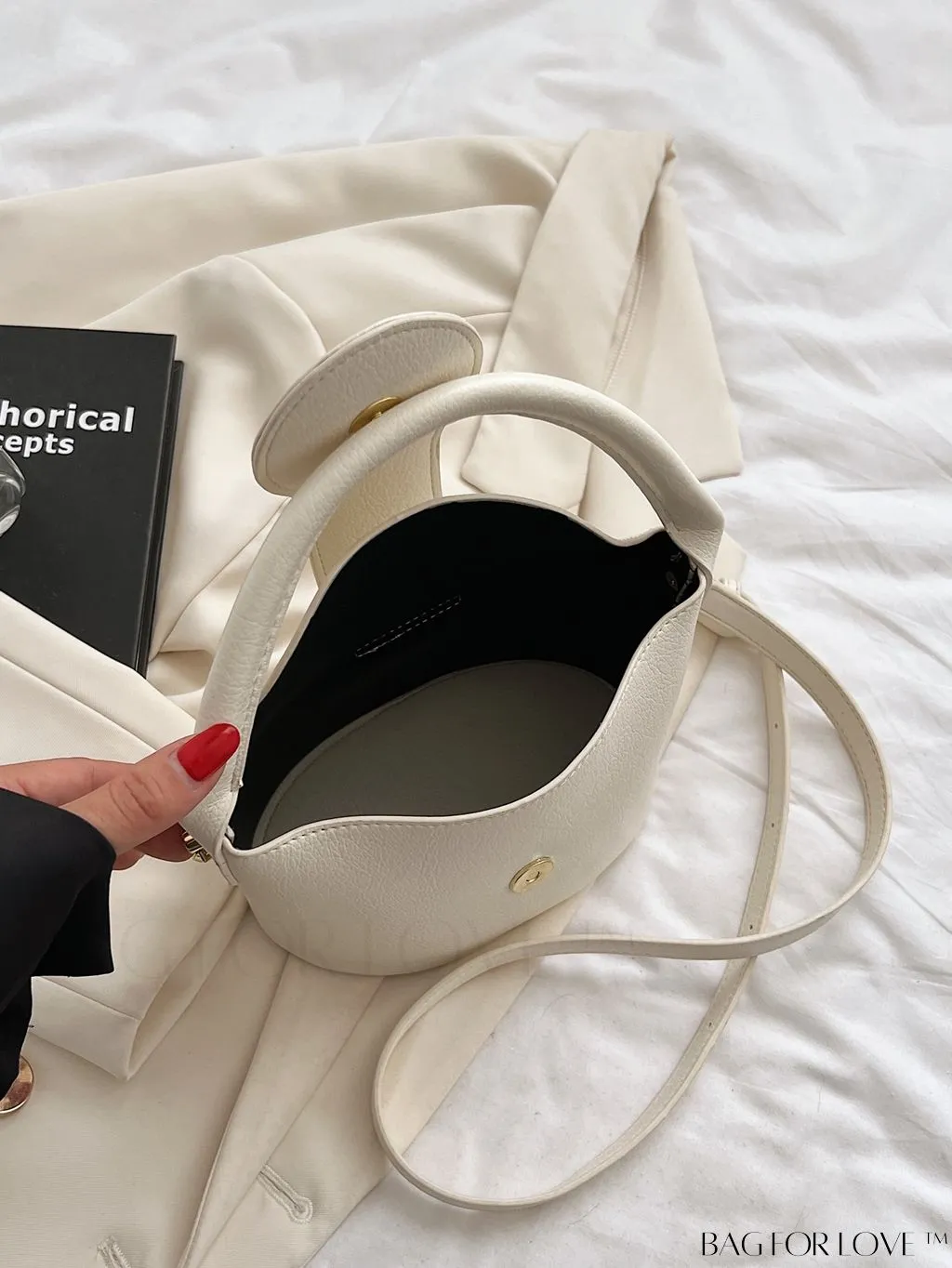 BagForLove - Stylish Pu Bucket Handbag: Solid color, leisurely design. Perfect for crossbody wear.