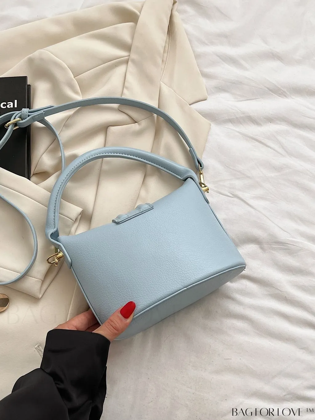 BagForLove - Stylish Pu Bucket Handbag: Solid color, leisurely design. Perfect for crossbody wear.