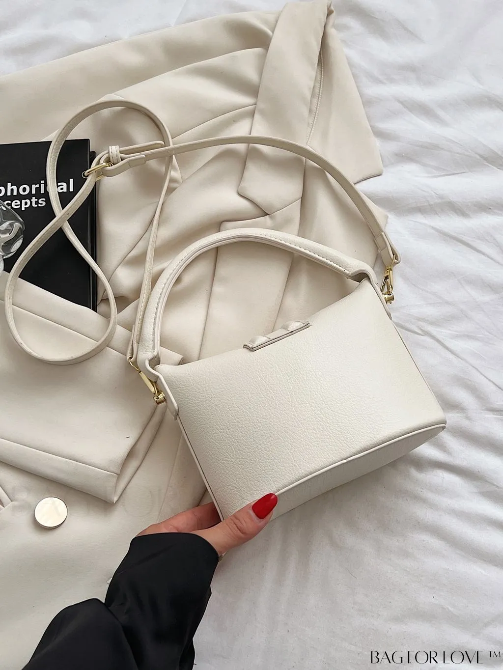 BagForLove - Stylish Pu Bucket Handbag: Solid color, leisurely design. Perfect for crossbody wear.