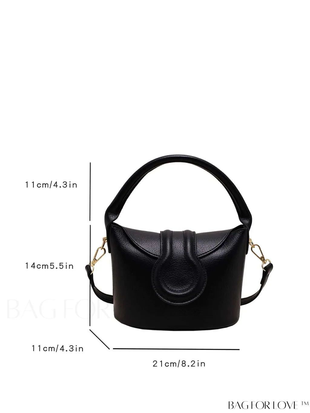 BagForLove - Stylish Pu Bucket Handbag: Solid color, leisurely design. Perfect for crossbody wear.
