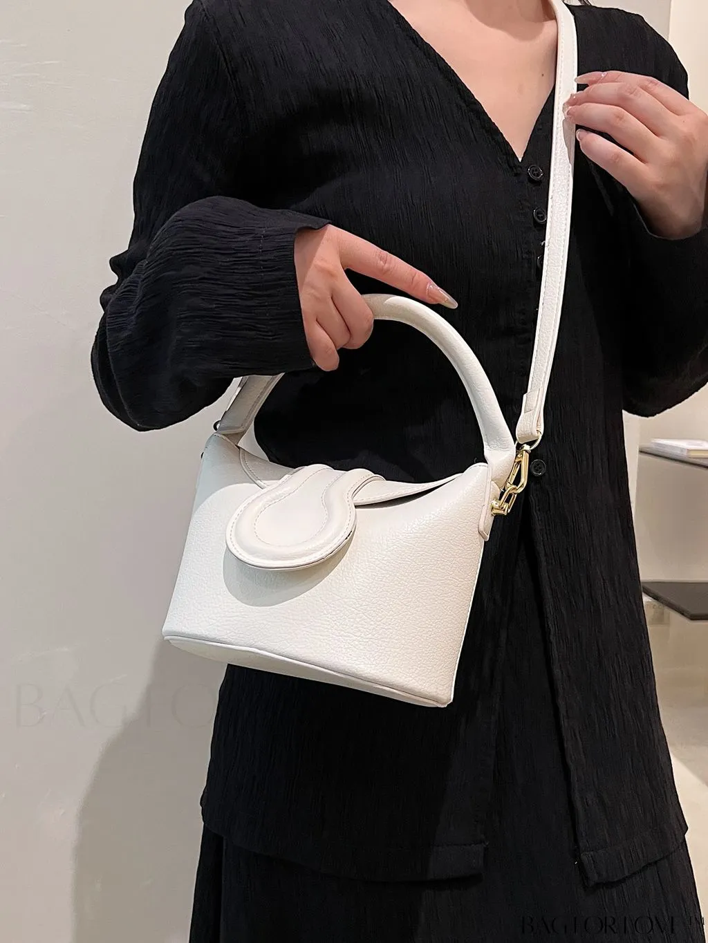 BagForLove - Stylish Pu Bucket Handbag: Solid color, leisurely design. Perfect for crossbody wear.