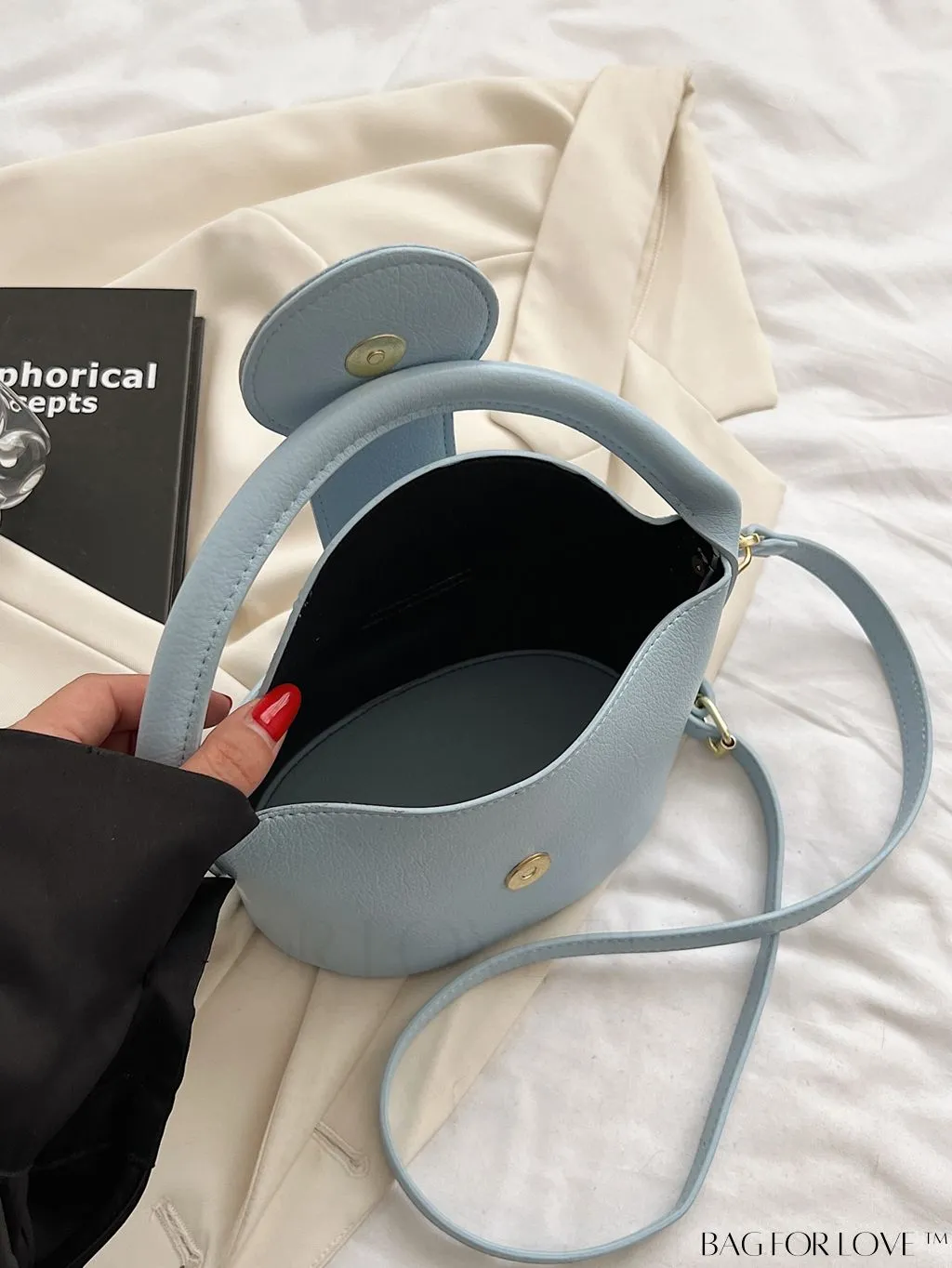 BagForLove - Stylish Pu Bucket Handbag: Solid color, leisurely design. Perfect for crossbody wear.