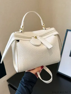 BagForLove - Stylish White Litchi Pattern Crossbody Bag - All-match Womens Fashion Handbag