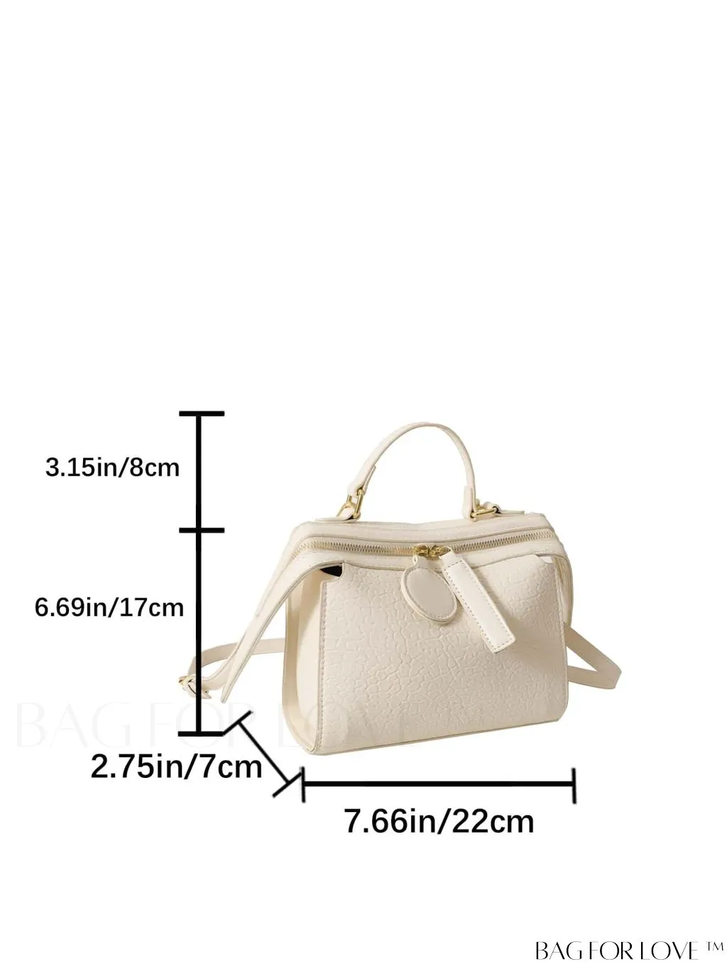 BagForLove - Stylish White Litchi Pattern Crossbody Bag - All-match Womens Fashion Handbag
