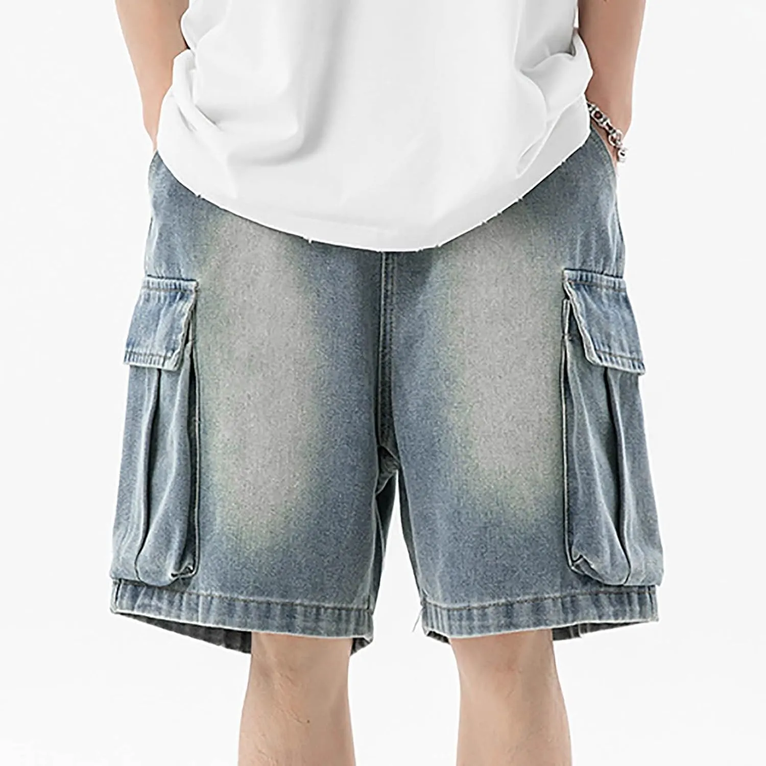Baggy Jean Shorts for Men Casual Summer Loose Fit Y2K Hip Hop Skateboard Denim Shorts 2025 Trendy Streetwear