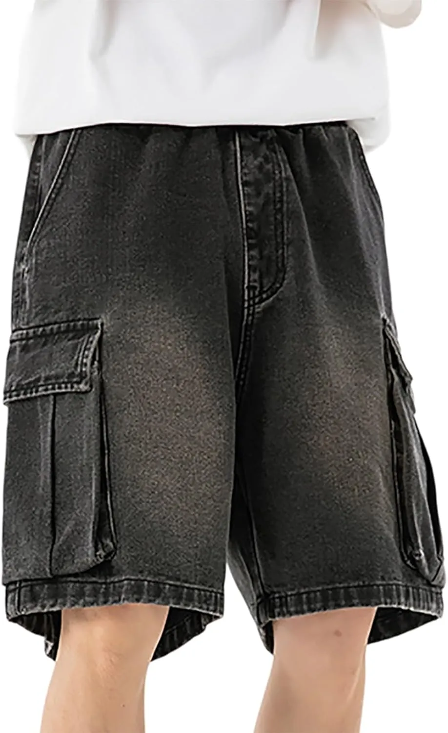 Baggy Jean Shorts for Men Jorts Casual Loose Fit Long Denim Shorts Wide Leg Y2K Hip Hop Streetwear Clothes