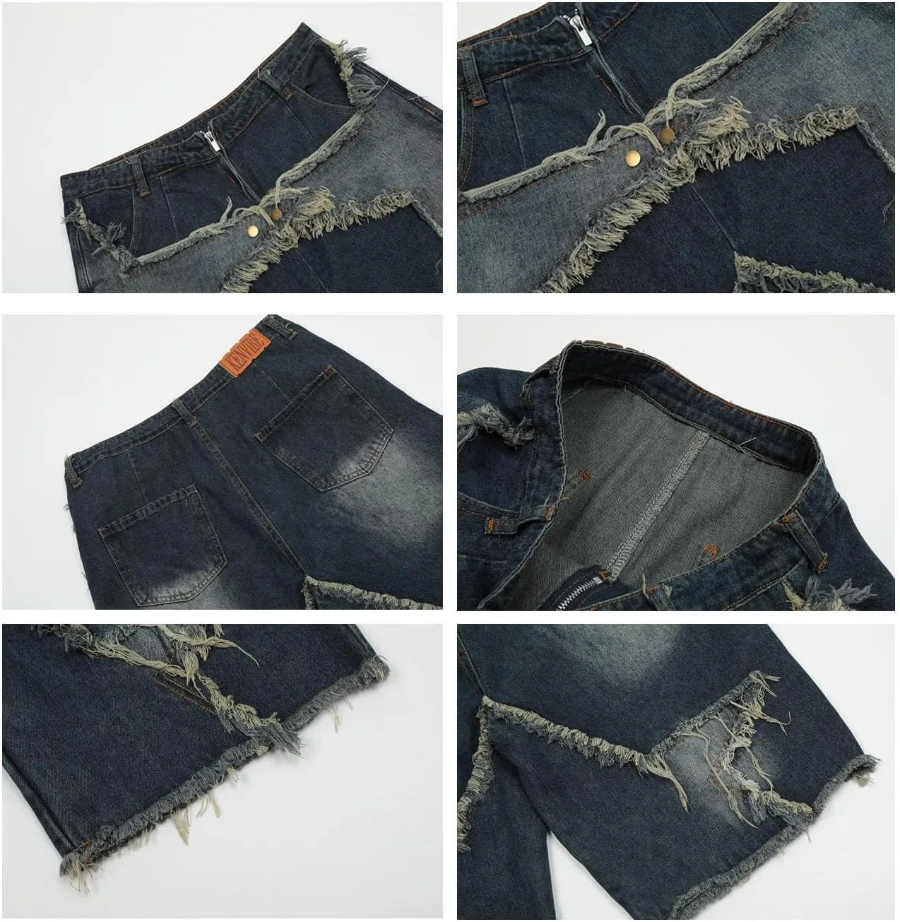 Baggy Jorts Women Men Star Patchwork High Waisted Wide Leg Jeans Shorts Gothic Streetwear Summer Clothes