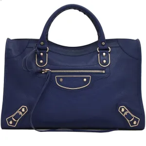 Balenciaga Classic Metallic Edge City Bag- Indigo Blue