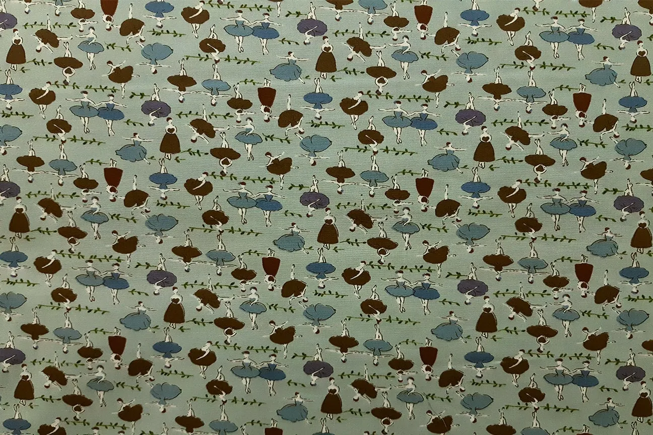 Ballerinas On Turquoise Patchwork / Craft Fabric