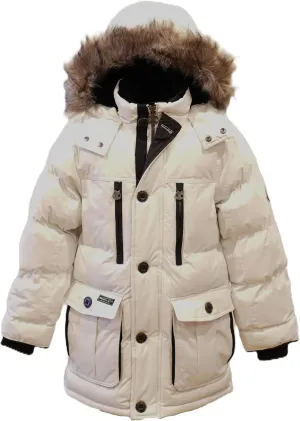 Base Camp Parka Puffer for Boys Heavy Puffer Winter Jacket with Hood and Removable Faux Fur