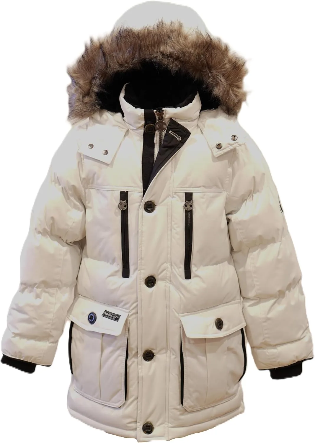 Base Camp Parka Puffer for Boys Heavy Puffer Winter Jacket with Hood and Removable Faux Fur